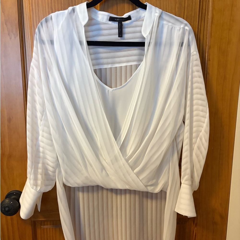 BCBGMAXAZRIA Split Back Blouse
